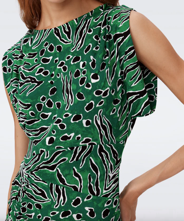 Gertrude Dress Huge Water Tiger Green - Diane Von Furstenberg