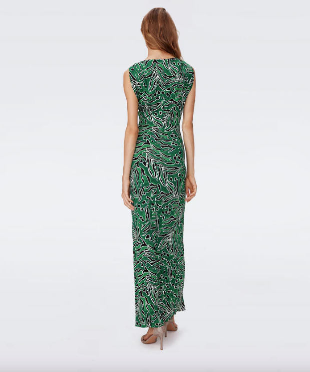 Gertrude Dress Huge Water Tiger Green - Diane Von Furstenberg