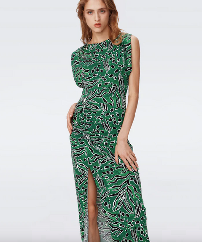 Gertrude Dress Huge Water Tiger Green - Diane Von Furstenberg