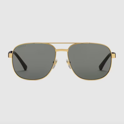 Men's Navigator Frame Sunglasses Grey Gold - Gucci