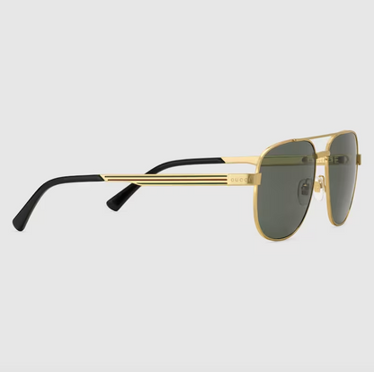 Men's Navigator Frame Sunglasses Grey Gold - Gucci