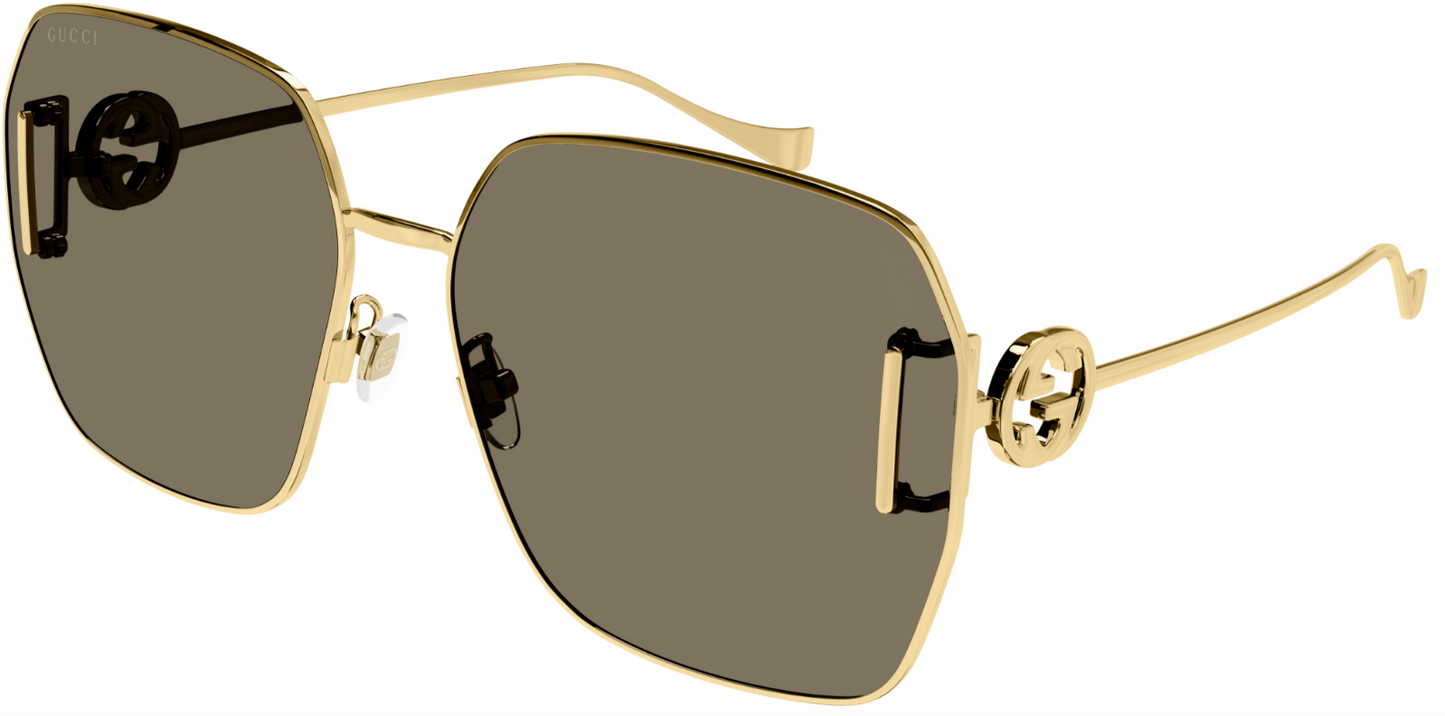 Womens Metal Gold Brown Sunglasses - Gucci