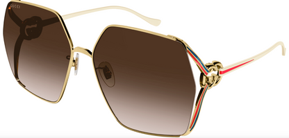 Womans Metal Gold Ivory Sunglasses - Gucci