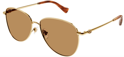 Womens Metal Gold Brown Sunglasses - Gucci