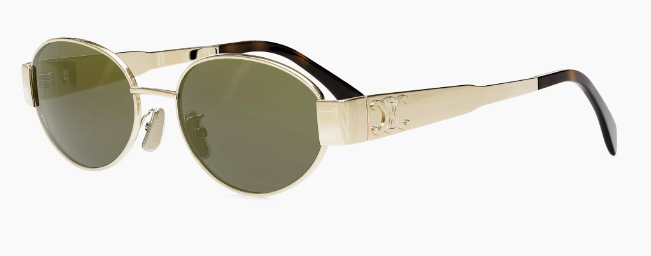 Triomphe Metal Sunglasses Shiny Endura Gold / Green - Celine