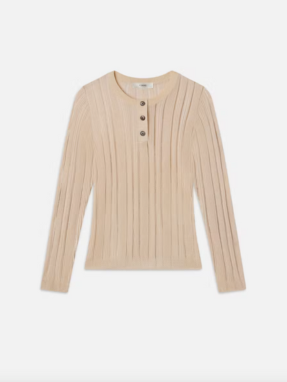 Laddered Rib Henley Cream - Frame