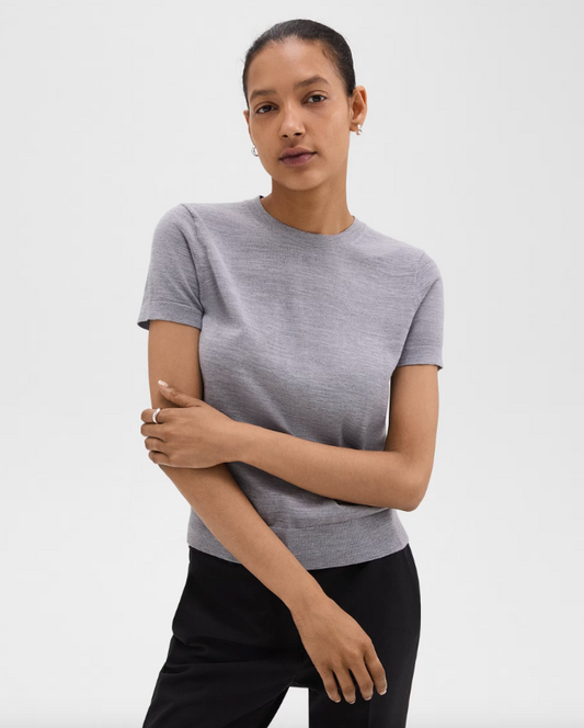 Sweater Tee in Regal Wool Light Heather Grey  - Theory Women