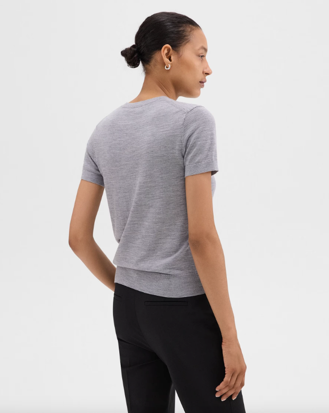 Sweater Tee in Regal Wool Light Heather Grey  - Theory Women