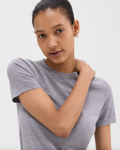 Sweater Tee in Regal Wool Light Heather Grey  - Theory Women