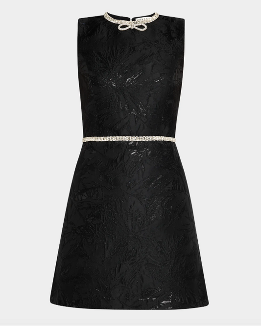 Ellis Embellished Mini Dress With Bows Black - Alice + Olivia