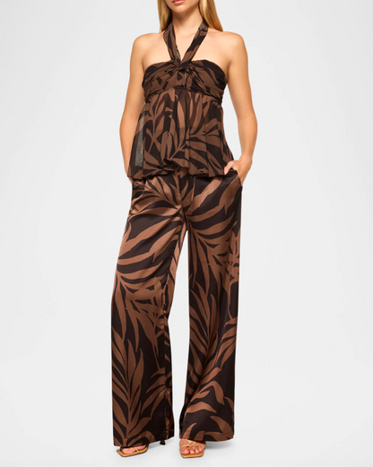 Reshma Satin Pant Palm Frond - MISA