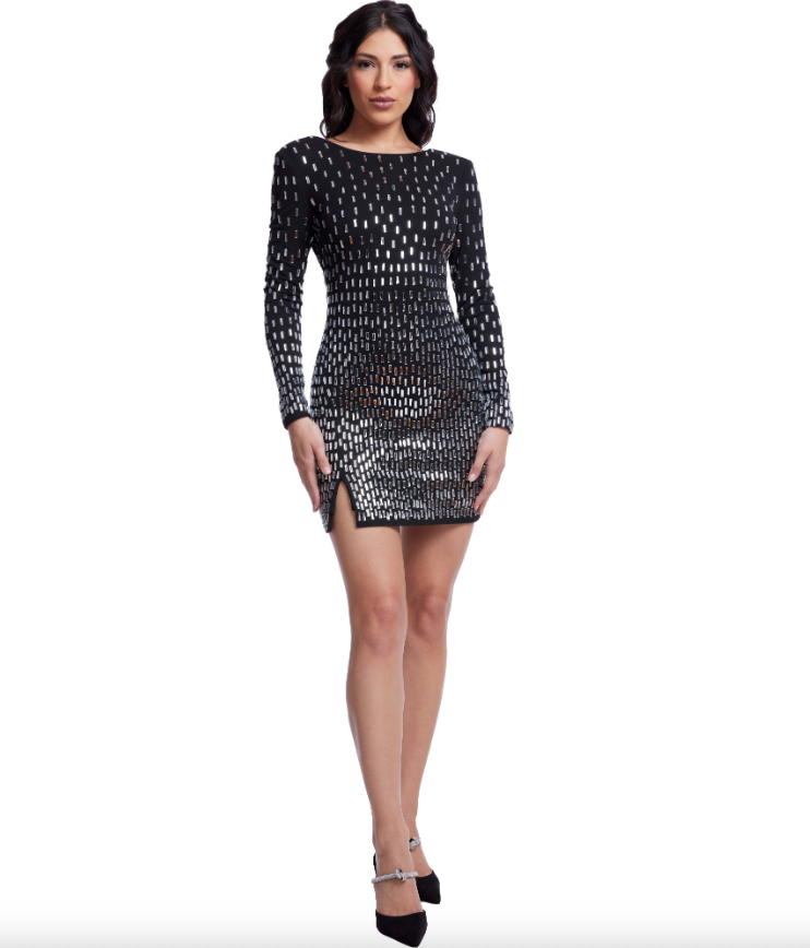 Nathalia Dress Black/Silver - Dress The Population