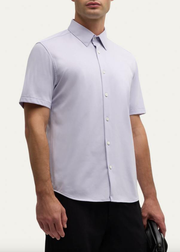 Irving Structure Knit Short Sleeve Shirt Soft Iris - Theory Men