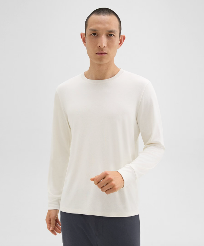 Essential Long Sleeve Tee Winter White - Theory Men