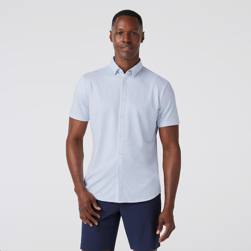 Haylard Short Sleeve Sky Palm Texture - Mizzen + Main