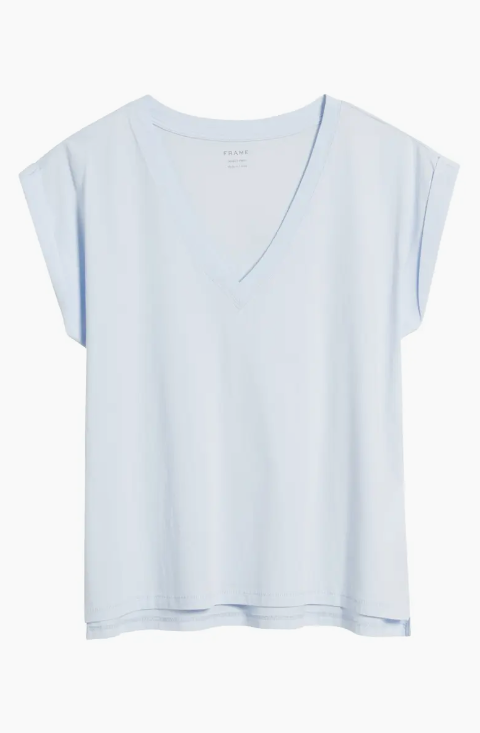 Easy V-Neck Tee Light Chambray - Frame