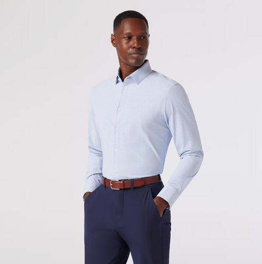 Leeward Dress Shirt Cornflower Winston Check - Mizzen + Main