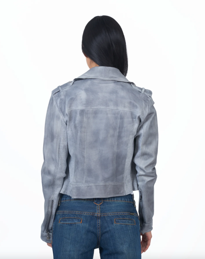 Piper Patina Leather Jacket Steel - Jakett