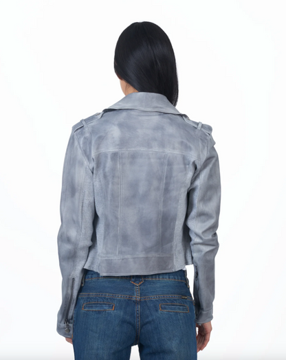 Piper Patina Leather Jacket Steel - Jakett