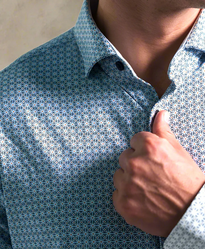 Apex Shirt Dark Navy Smart Micro Geo - Stone Rose