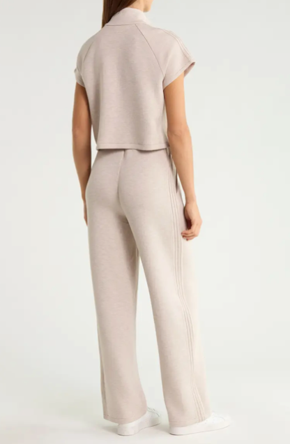 Airessentials Pintuck Half Zip Jumpsuit Bone Heather - SPANX