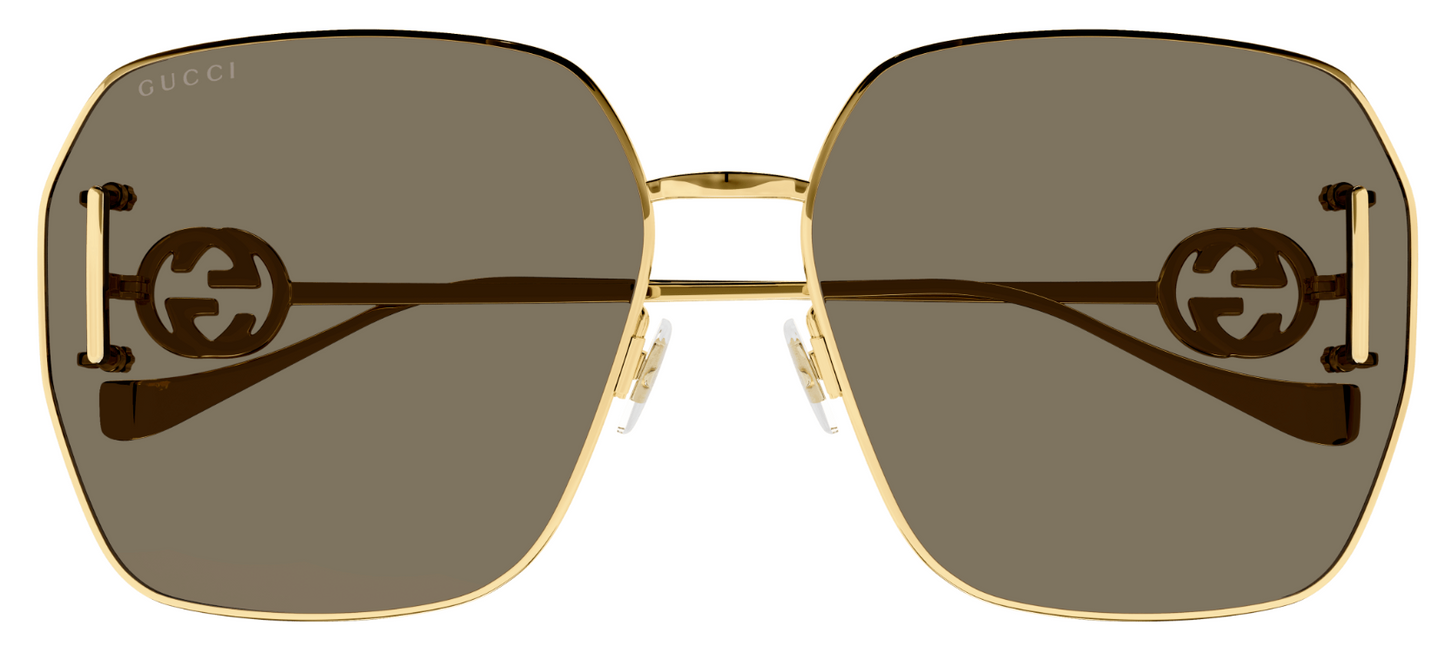 Womens Metal Gold Brown Sunglasses - Gucci