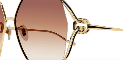 Womens Metal Pink Gold Sunglasses - Gucci