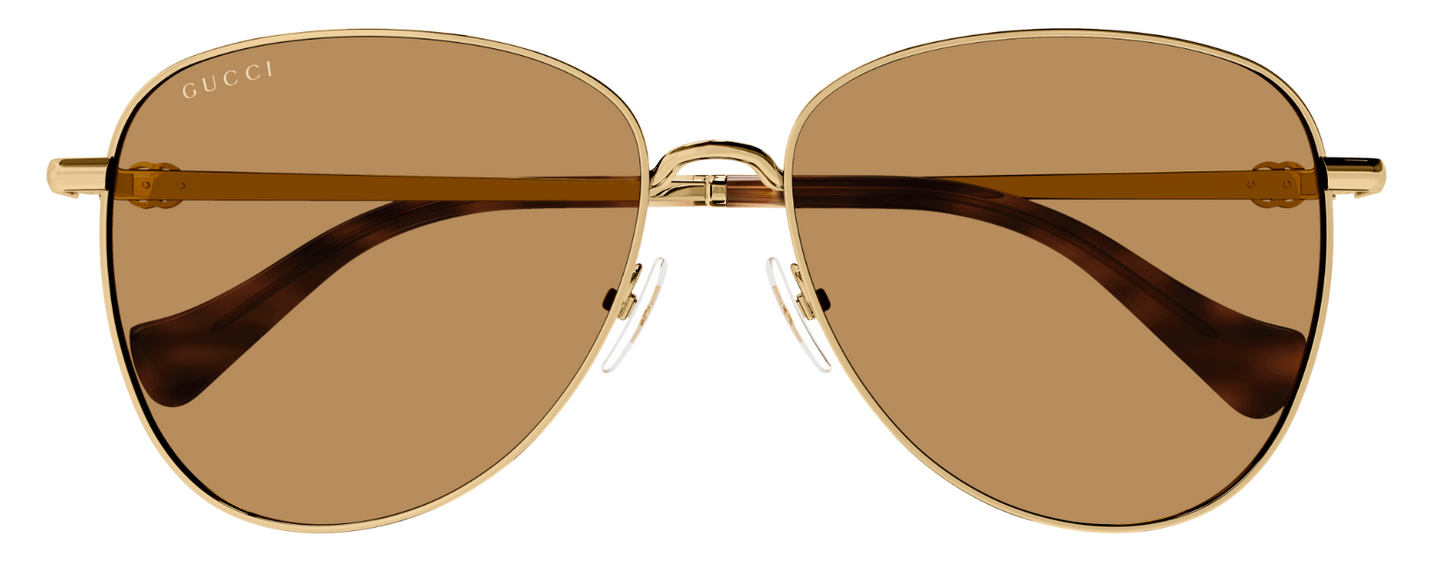 Womens Metal Gold Brown Sunglasses - Gucci