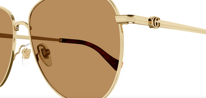 Womens Metal Gold Brown Sunglasses - Gucci