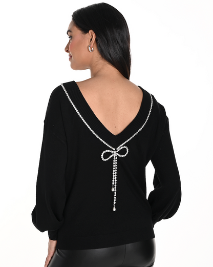 Bow Knit Top Black - Frank Lyman