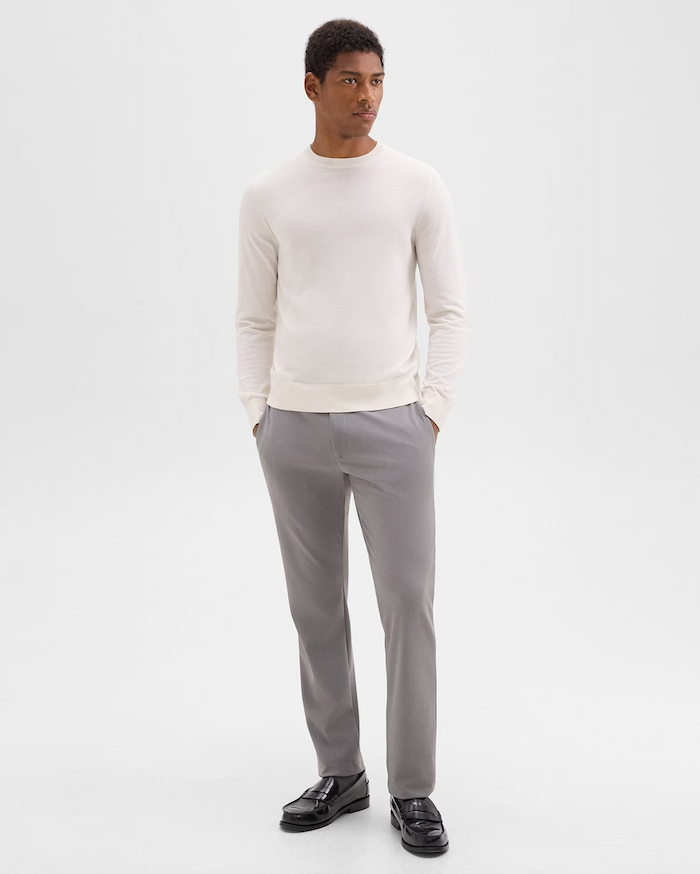 Zaine Pant Precision Ponte Soft Grey - Theory Men