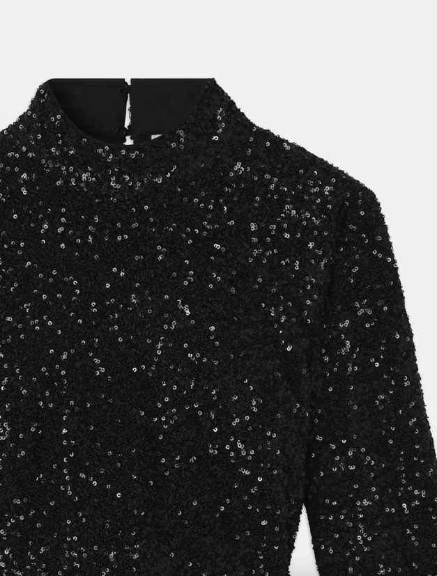 Cropped Sequin Top Black - Frame