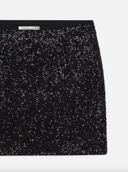 Sequin Mini Skirt Black - Frame