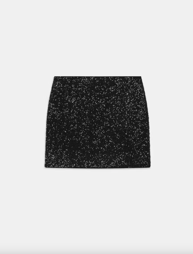 Sequin Mini Skirt Black - Frame