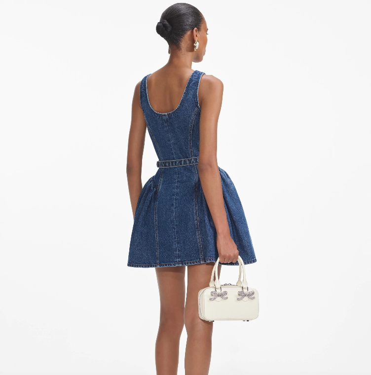 Flared Denim Mini Dress Blue - Self-Portrait