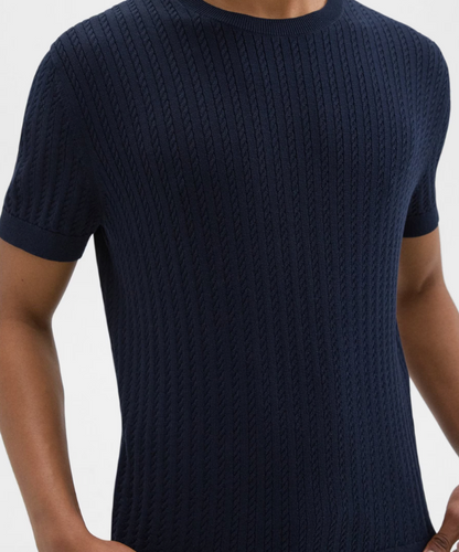 Cable Knit Tee Baltic - Theory Men