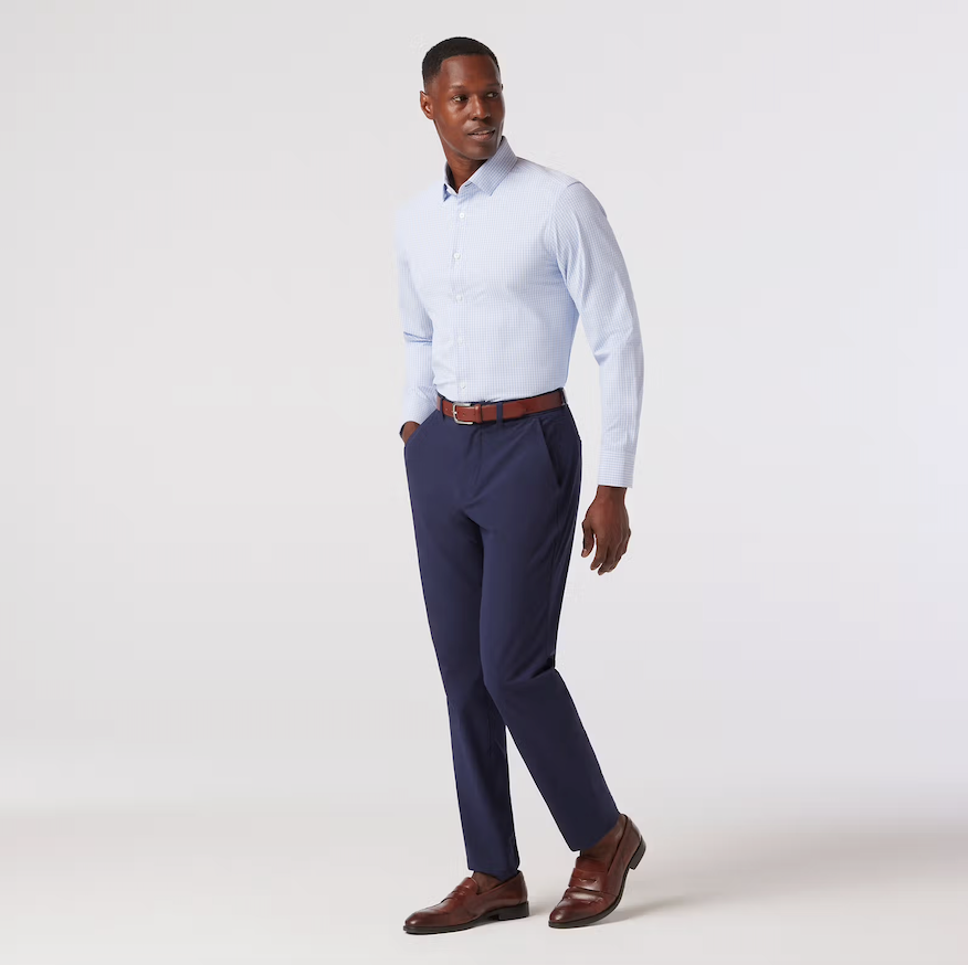 Leeward Dress Shirt Cornflower Winston Check - Mizzen + Main