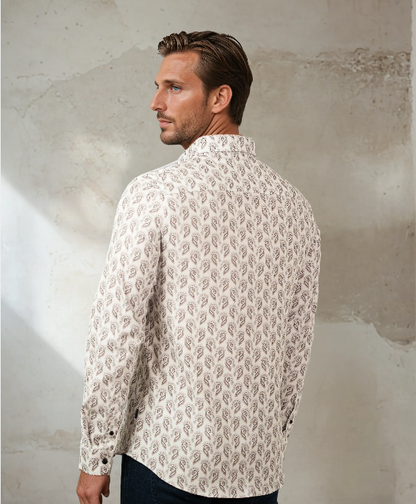 Nova Shirt White Feather Paisley - Stone Rose