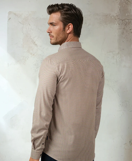 Nova Shirt Medium Orange Micro Weave - Stone Rose