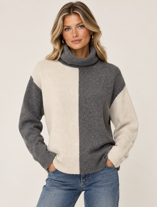 Enchantress Turtleneck Sweater Mid Grey - Brodie Cashmere