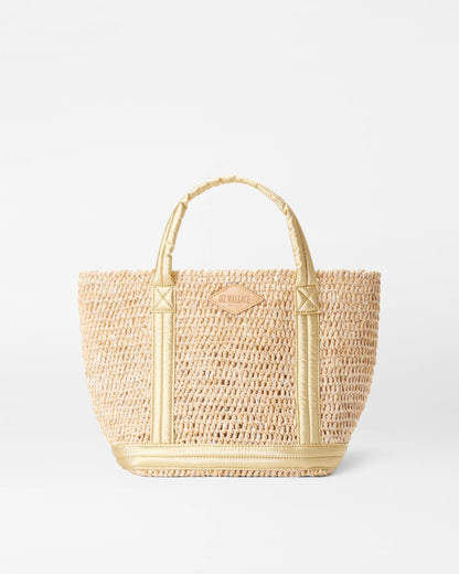 Small Raffia Tote Sequin Raffia/Light Gold Pearl - MZ Wallace