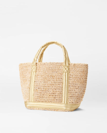 Small Raffia Tote Sequin Raffia/Light Gold Pearl - MZ Wallace