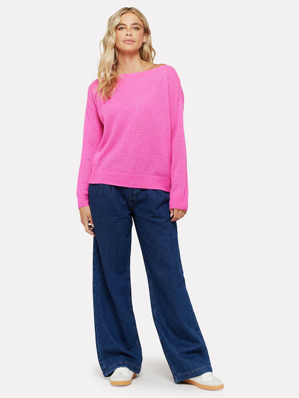Solana Slash Neck Sweater Barbie Pink - Brodie Cashmere