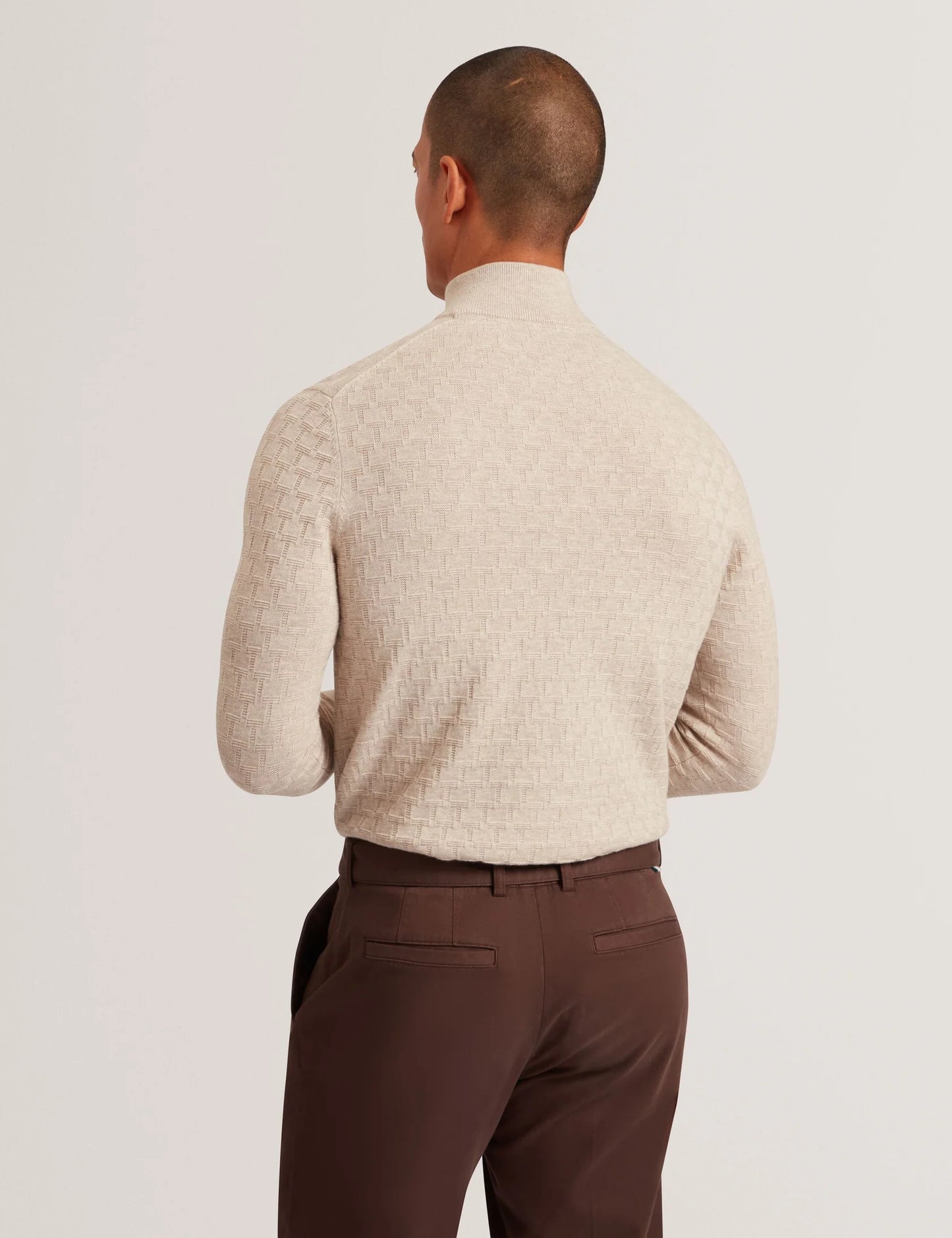 Jeremee T Stitch Half Zip Natural - Ted Baker