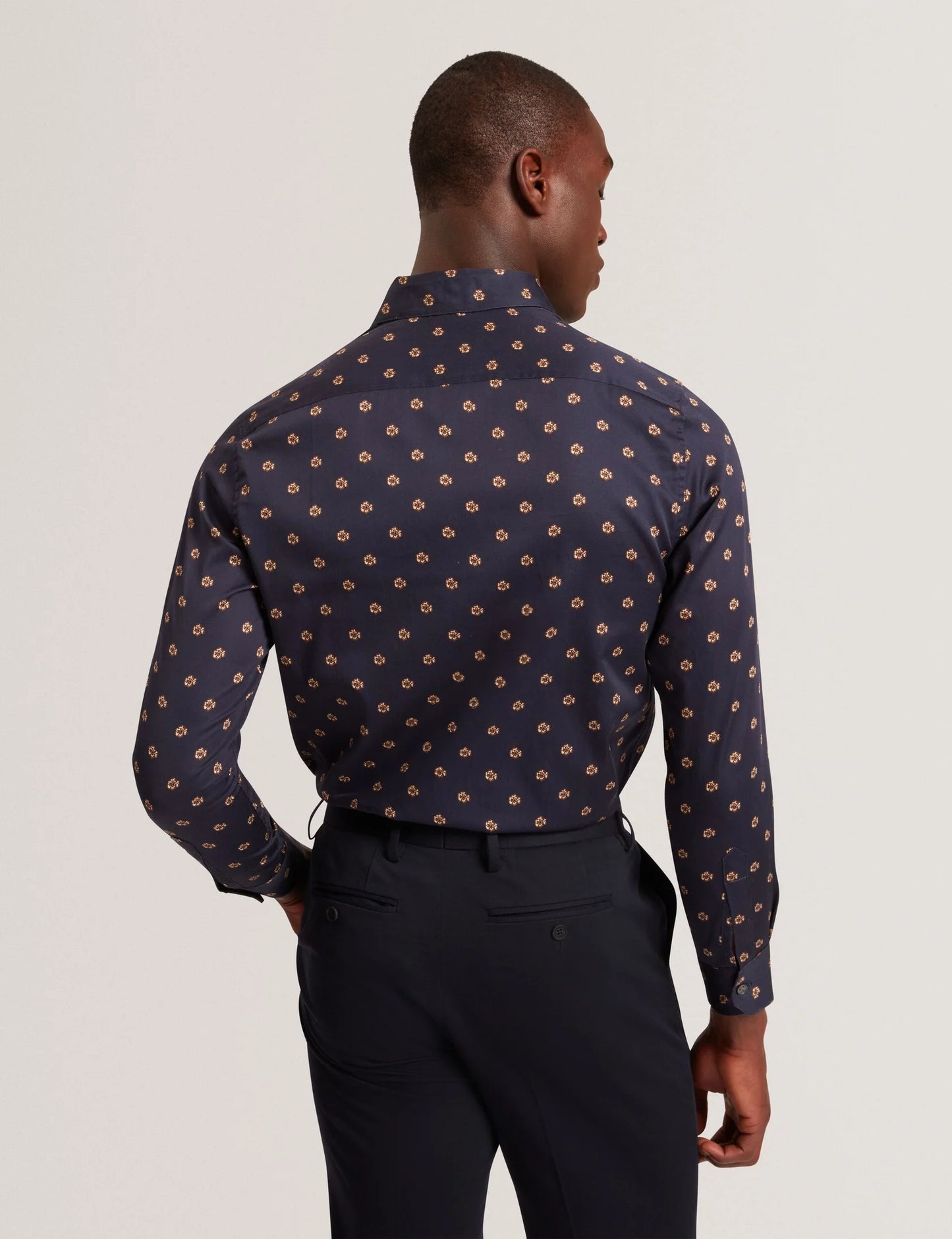 Olufar Ditsy Floral Print Cotton Shirt Navy - Ted Baker