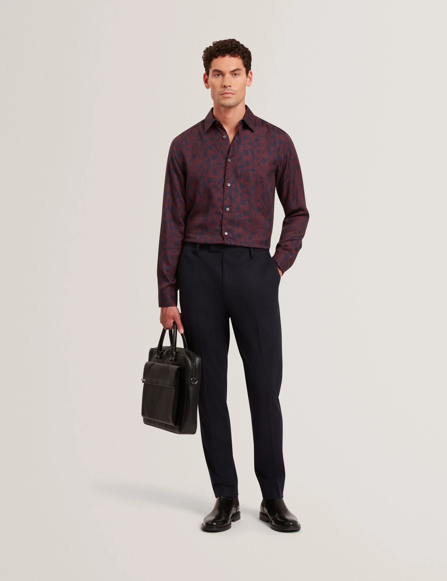 Askelle Tonal Floral Print Shirt Maroon - Ted Baker