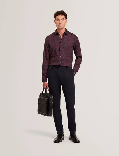 Askelle Tonal Floral Print Shirt Maroon - Ted Baker