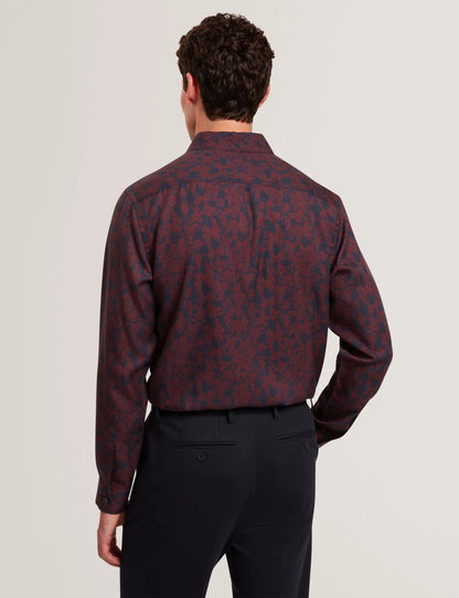 Askelle Tonal Floral Print Shirt Maroon - Ted Baker