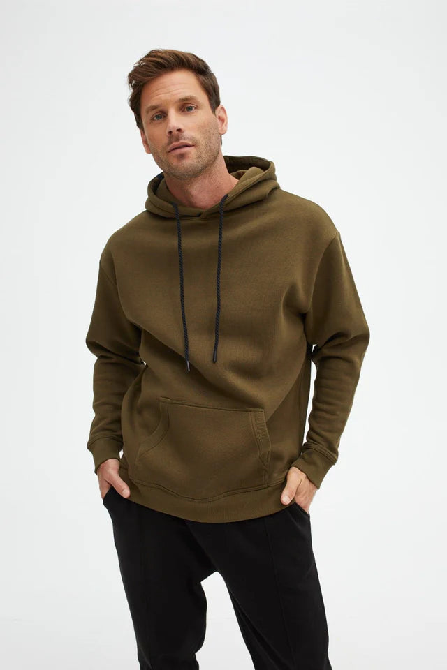 Solid Fleece Hoodie Olive - Stone Rose