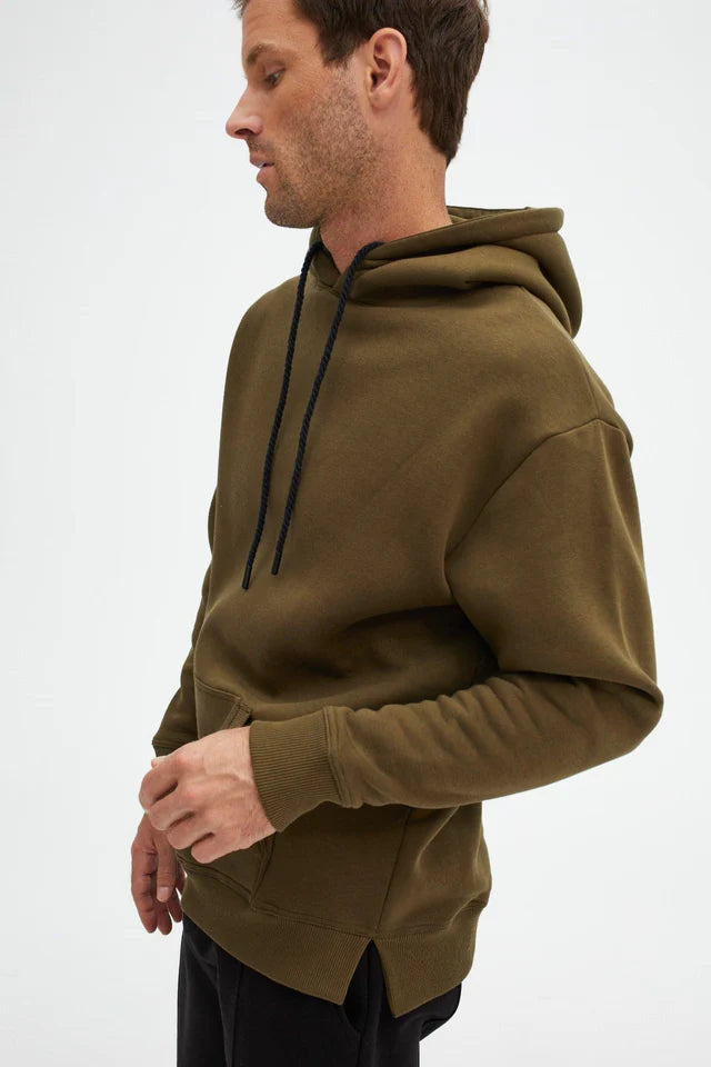 Solid Fleece Hoodie Olive - Stone Rose